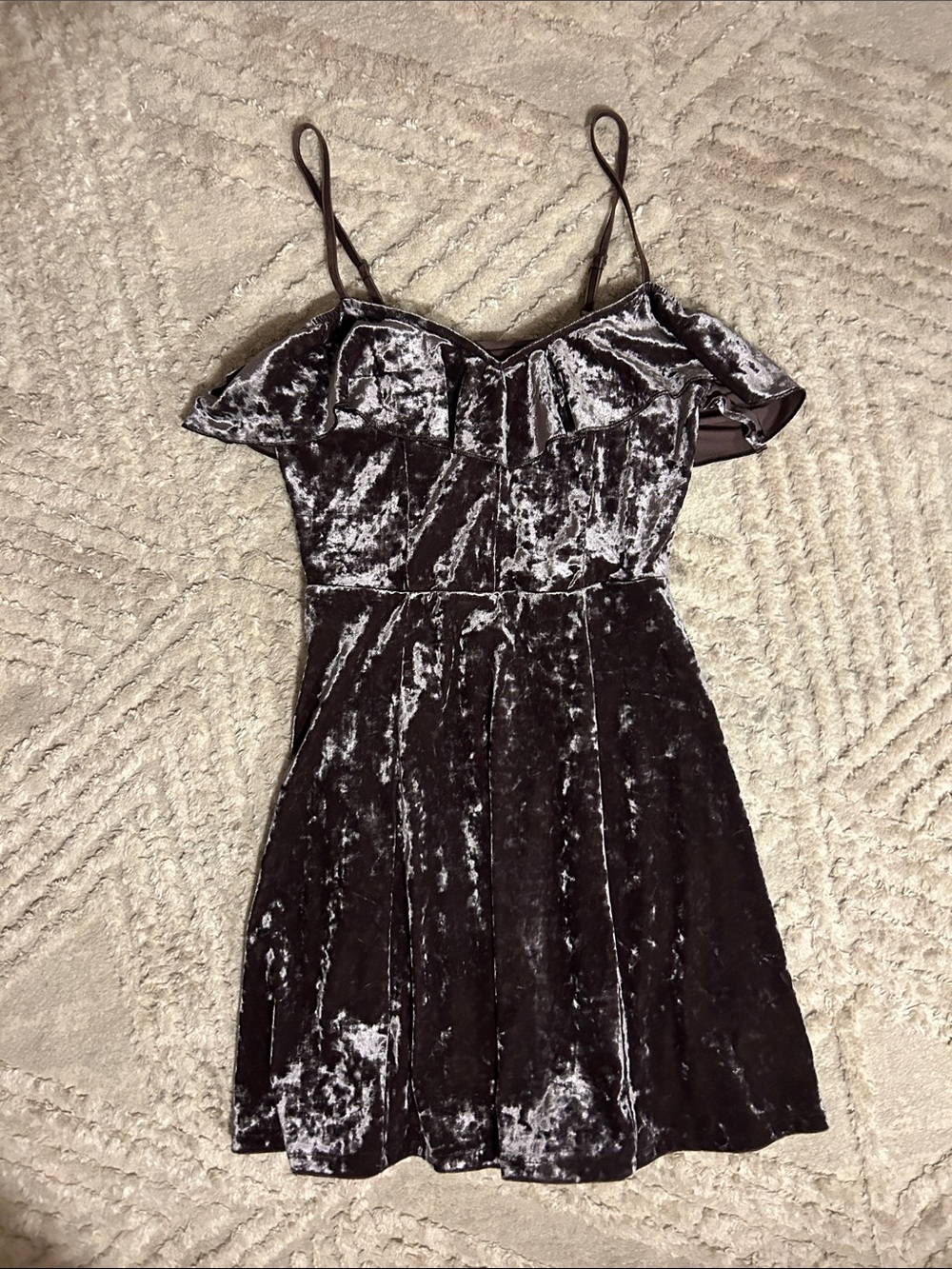 American Eagle Outfitters brown Crushed Velvet Mini Dress